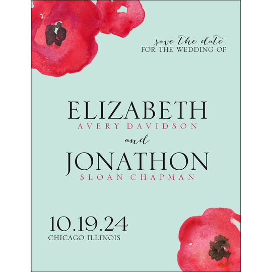 Painted Poppies Save the Date Cards